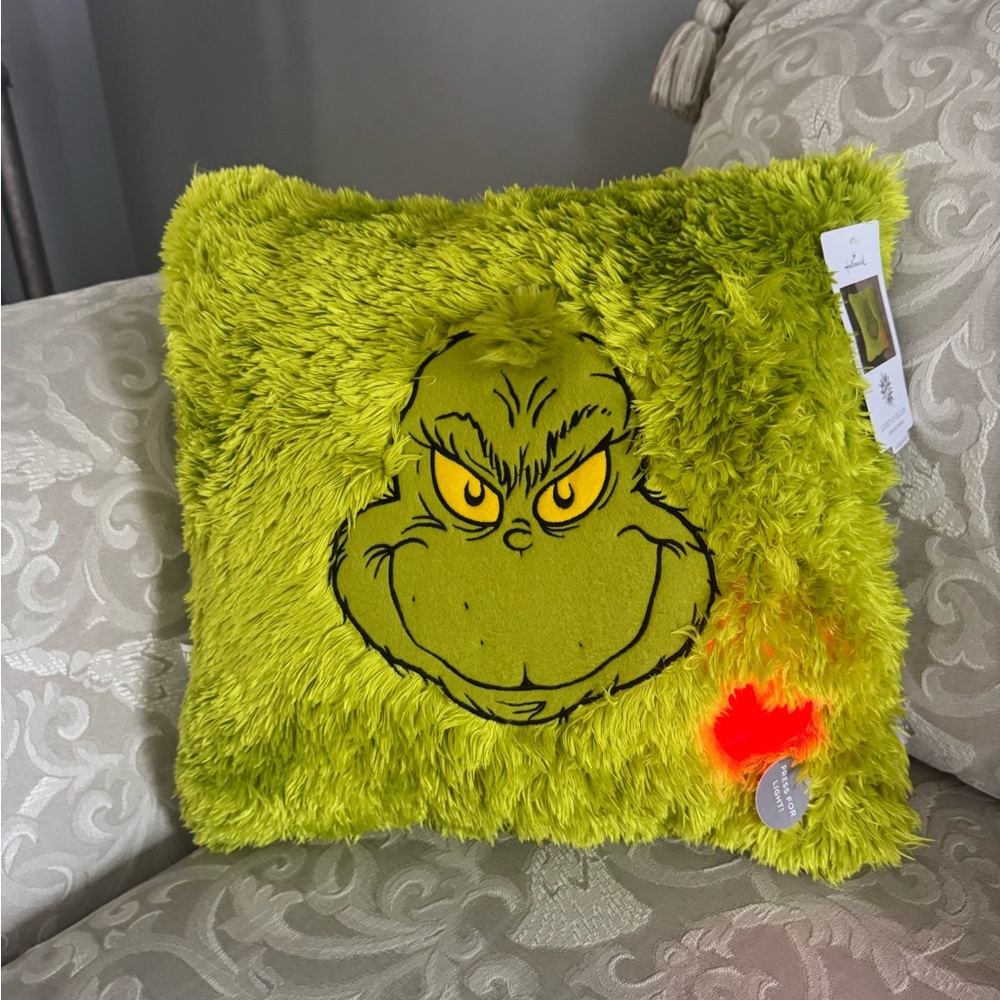Green Grinch Furry Pillows